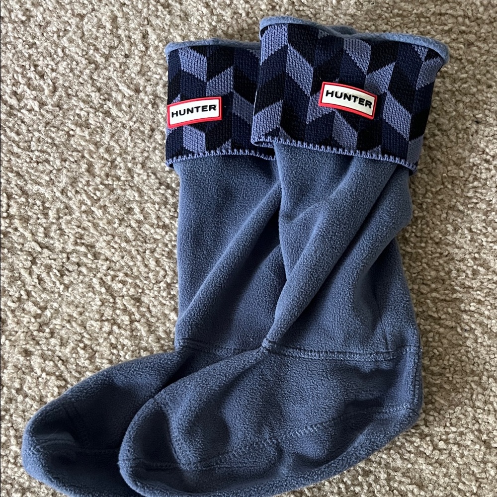 Hunter Fleece Boot Socks with Geometric Fold-Over Cuff